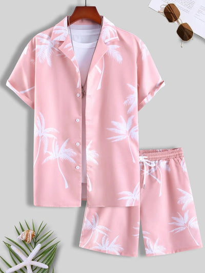 Zweiteiliges Set - Kurzarm-Hawaii-Sommerhemd und Shorts für Männer
