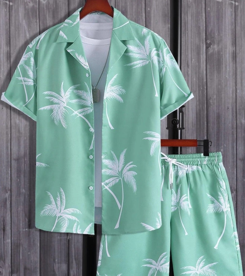 Zweiteiliges Set - Kurzarm-Hawaii-Sommerhemd und Shorts für Männer