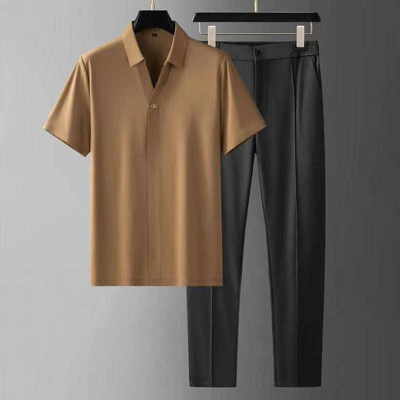 Zweiteiliges Set - Kurzarm - Stretch - Polo Set - Herrenbekleidung