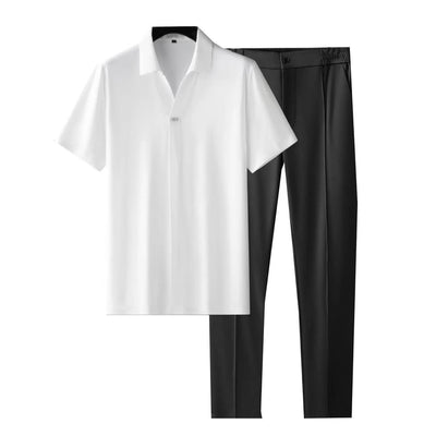 Zweiteiliges Set - Kurzarm - Stretch - Polo Set - Herrenbekleidung