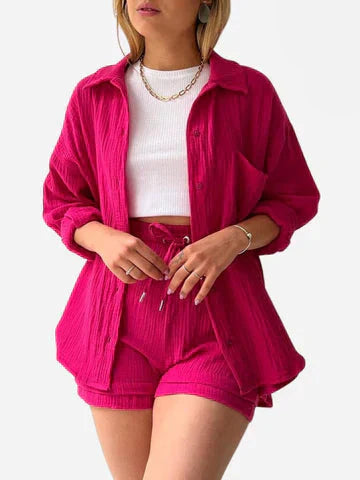 Zweiteiliges Set | Lose Passform | Sommer | Lounge Set | Leinen Set Womens
