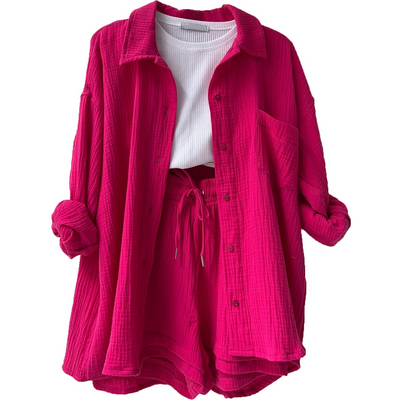 Zweiteiliges Set | Lose Passform | Sommer | Lounge Set | Leinen Set Womens