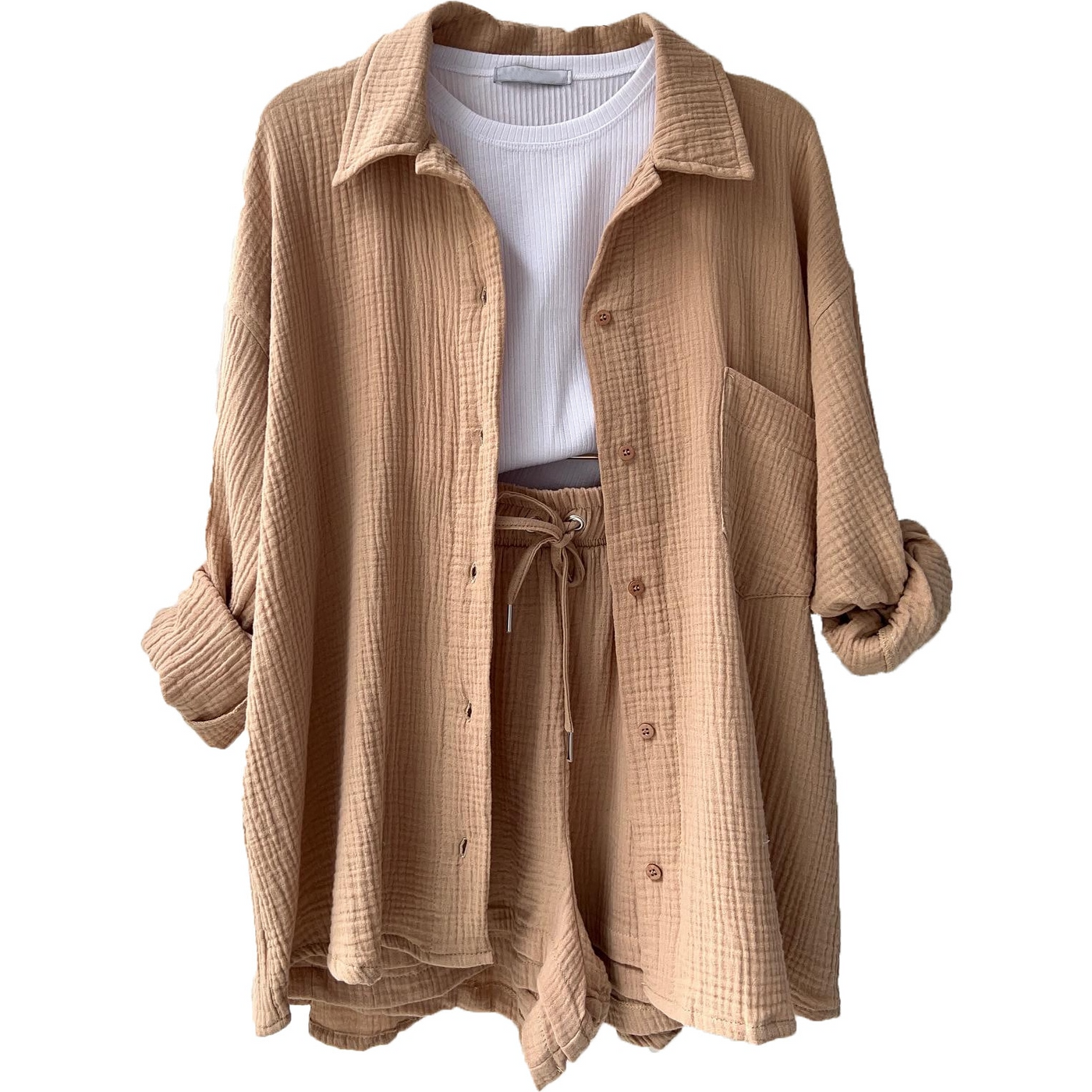 Zweiteiliges Set | Lose Passform | Sommer | Lounge Set | Leinen Set Womens