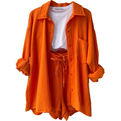 Zweiteiliges Set | Lose Passform | Sommer | Lounge Set | Leinen Set Womens