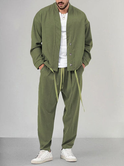 Zweiteiliges Set – lässige, locker sitzende Hose und Jacke im Partnerlook für Herren