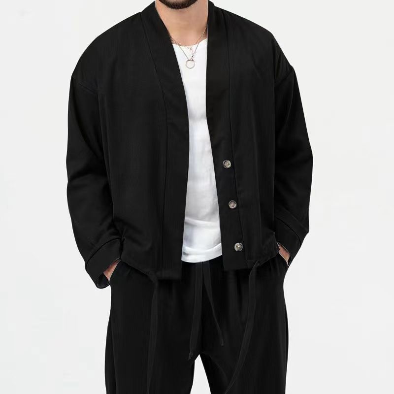 Zweiteiliges Set – lässige, locker sitzende Hose und Jacke im Partnerlook für Herren