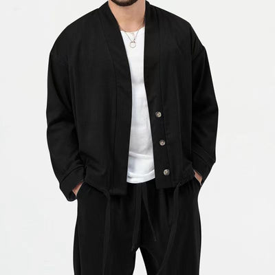 Zweiteiliges Set – lässige, locker sitzende Hose und Jacke im Partnerlook für Herren