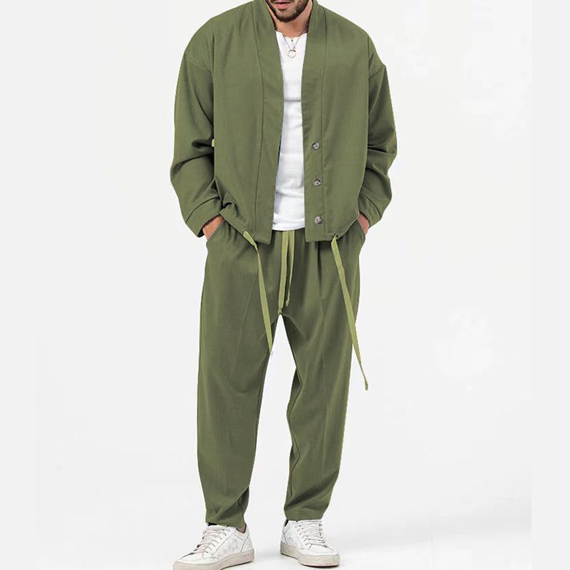 Zweiteiliges Set – lässige, locker sitzende Hose und Jacke im Partnerlook für Herren