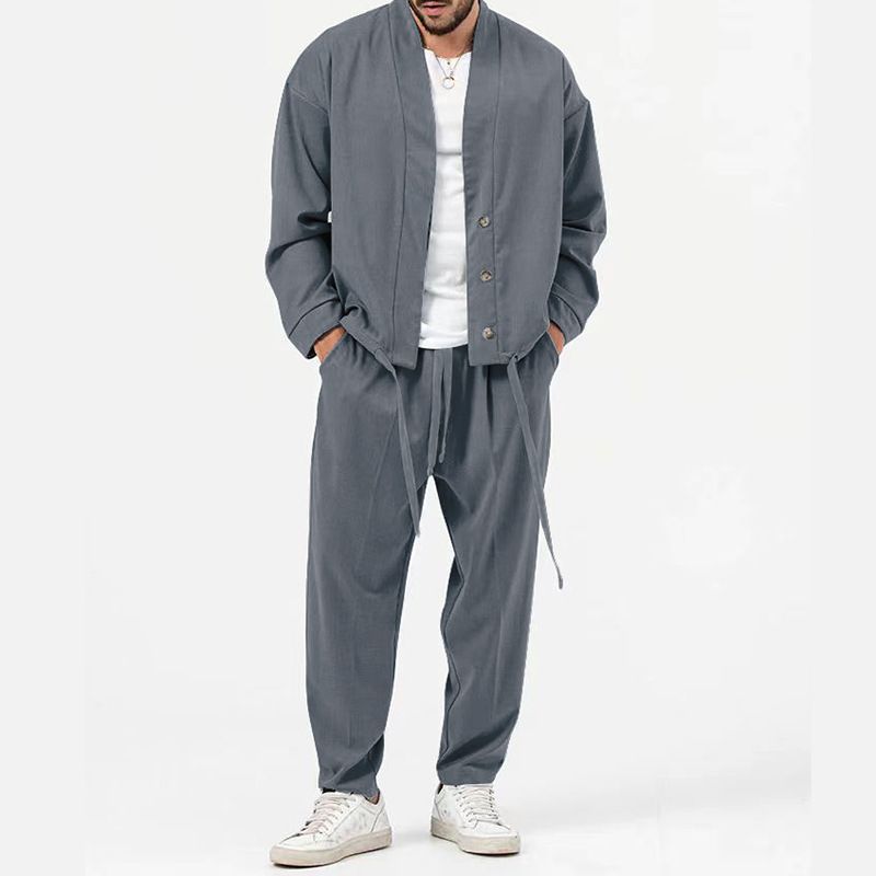 Zweiteiliges Set – lässige, locker sitzende Hose und Jacke im Partnerlook für Herren