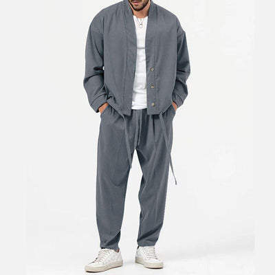 Zweiteiliges Set – lässige, locker sitzende Hose und Jacke im Partnerlook für Herren