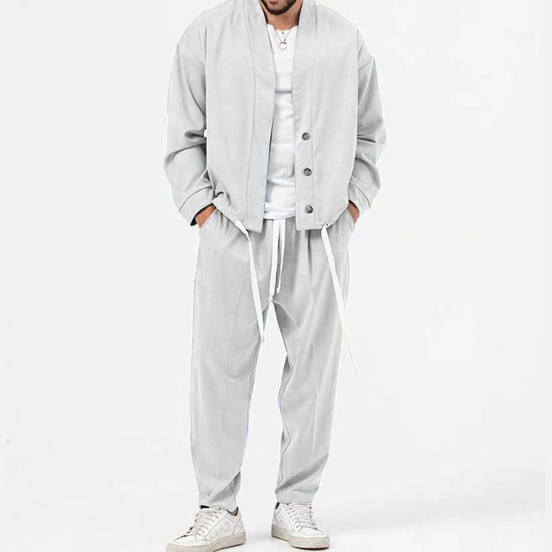 Zweiteiliges Set – lässige, locker sitzende Hose und Jacke im Partnerlook für Herren