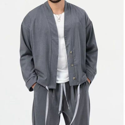 Zweiteiliges Set – lässige, locker sitzende Hose und Jacke im Partnerlook für Herren