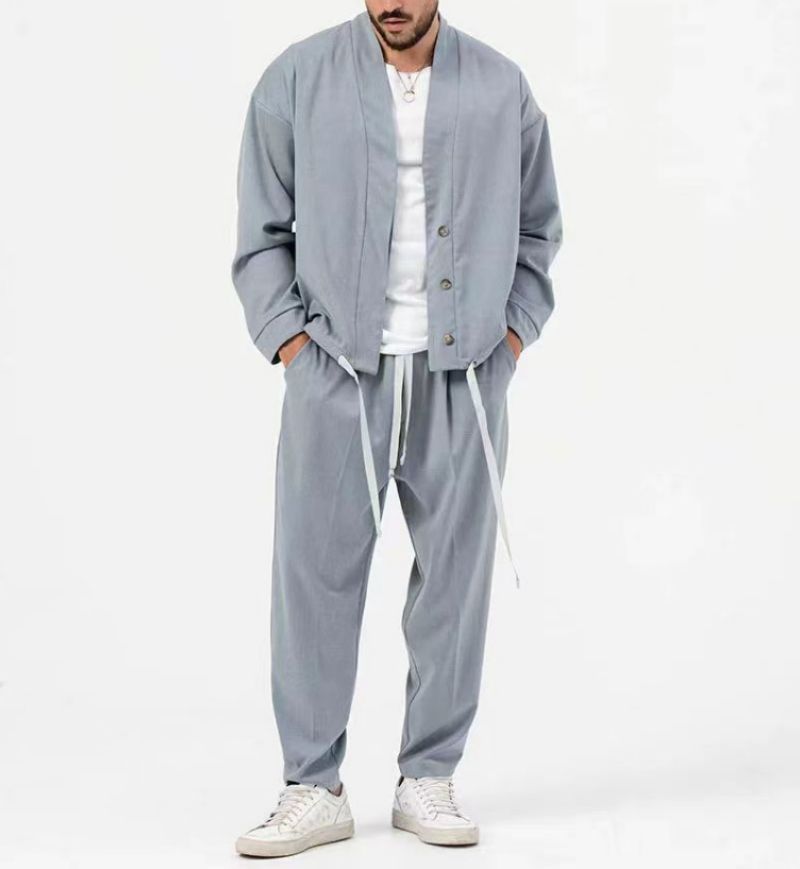 Zweiteiliges Set – lässige, locker sitzende Hose und Jacke im Partnerlook für Herren