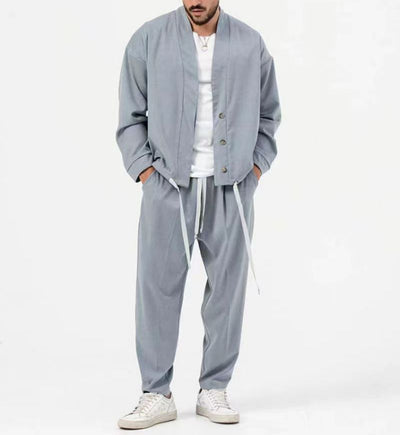 Zweiteiliges Set – lässige, locker sitzende Hose und Jacke im Partnerlook für Herren