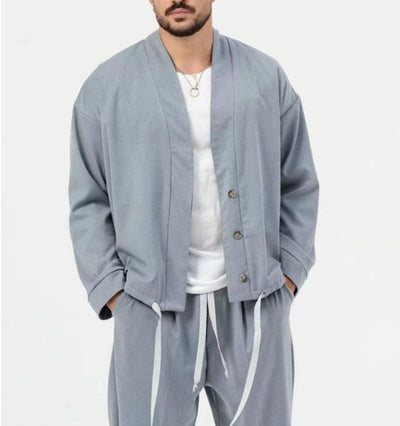Zweiteiliges Set – lässige, locker sitzende Hose und Jacke im Partnerlook für Herren