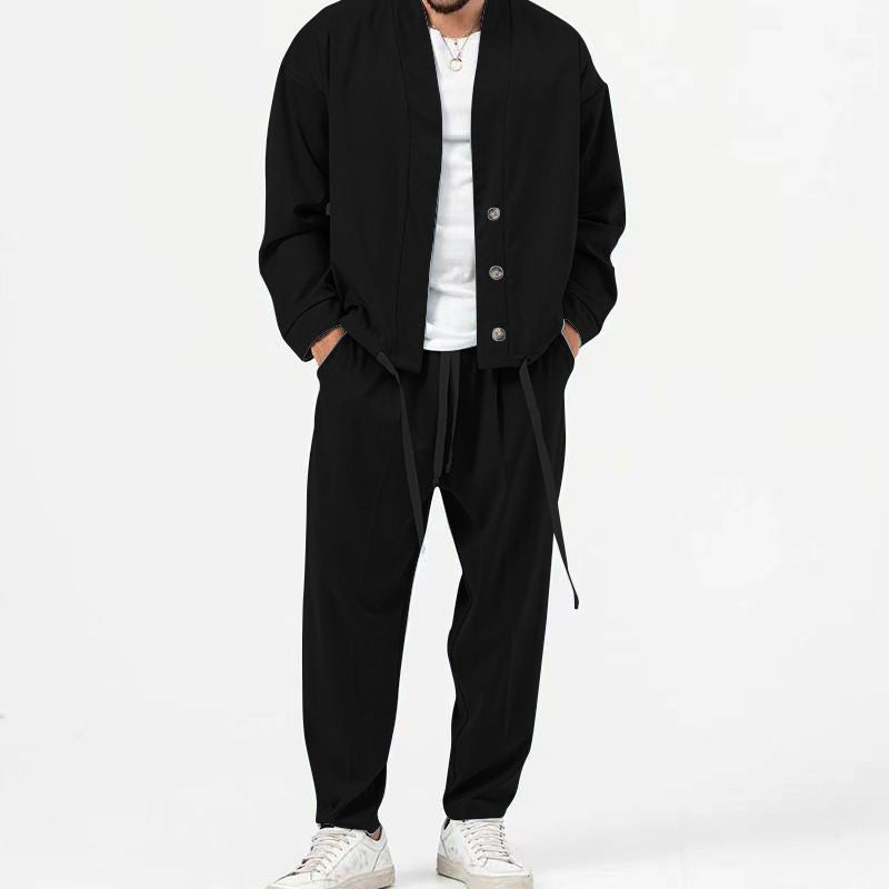 Zweiteiliges Set – lässige, locker sitzende Hose und Jacke im Partnerlook für Herren