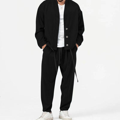 Zweiteiliges Set – lässige, locker sitzende Hose und Jacke im Partnerlook für Herren