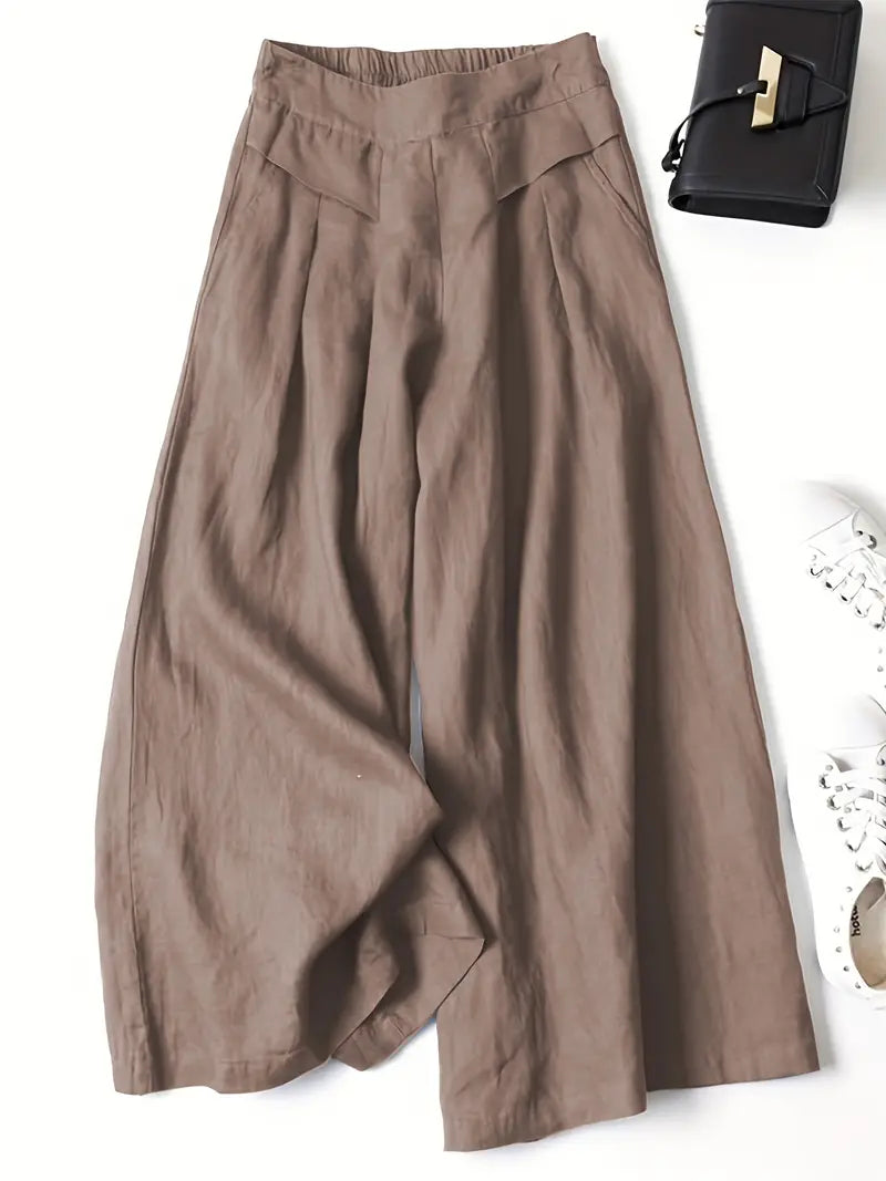 Anina - Weite Beine Leinen Hose