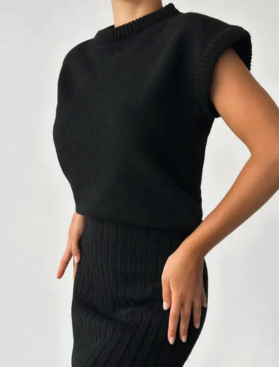 Valentina - Zweiteiliges Set: ärmellose Weste + gestrickter Rock