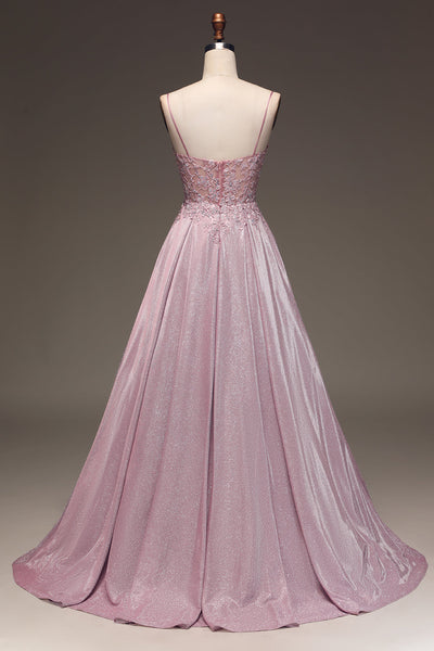 Aurora | Funkelndes A-Linien Ballkleid in Rosé