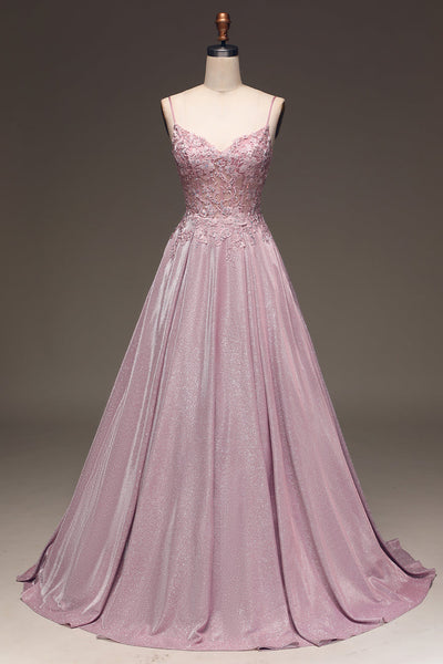 Aurora | Funkelndes A-Linien Ballkleid in Rosé
