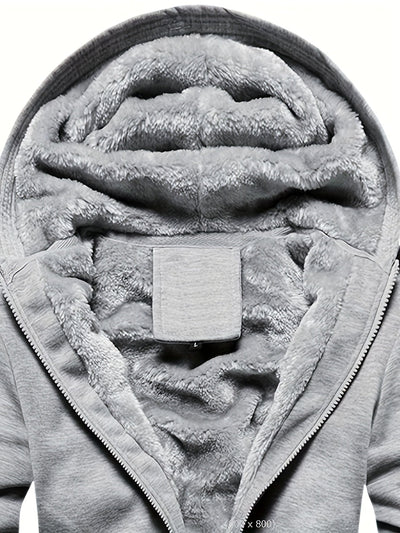 Winterwarme Fleece-Kapuzenjacke mit Reißverschluss
