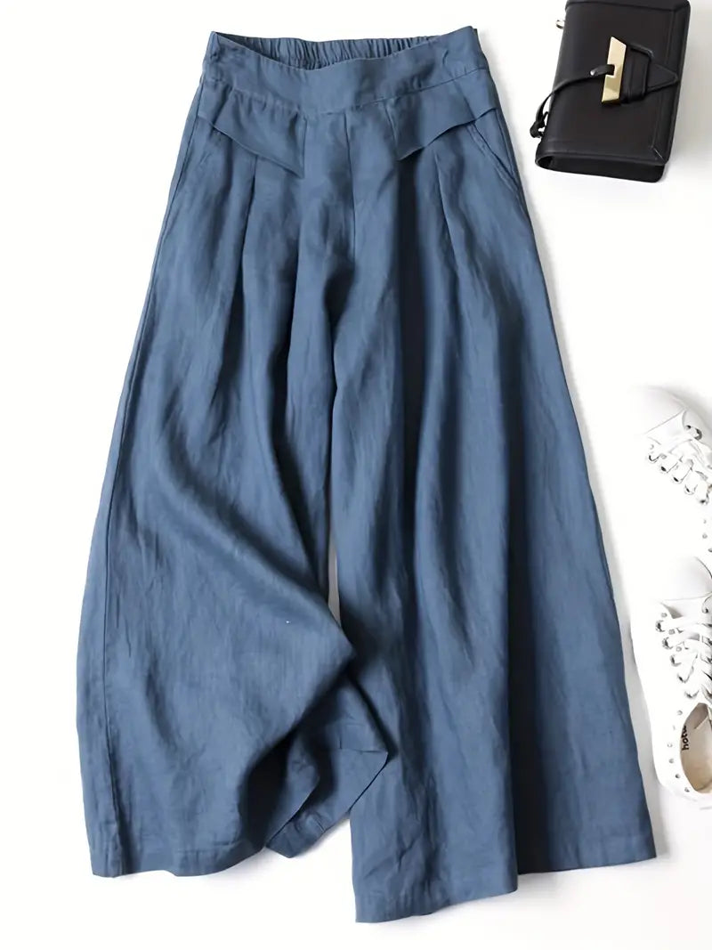 Anina - Weite Beine Leinen Hose