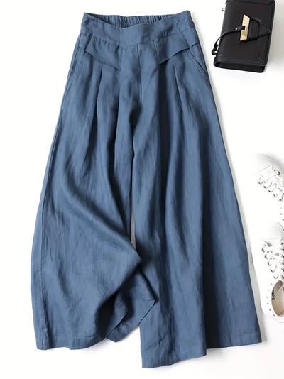 Anina - Weite Beine Leinen Hose