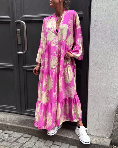 Aufidia Blumenkleid für Damen mit Floralem Muster – Elegantes, Fließendes Design für Jeden Anlass