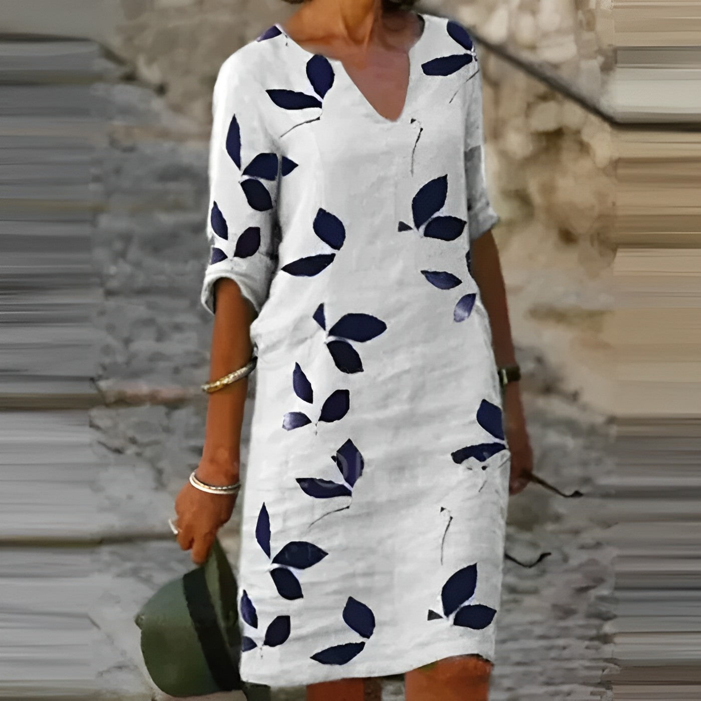 Zadie – Atemberaubendes Sommer Kleid Mit Blatt Ausdrucken