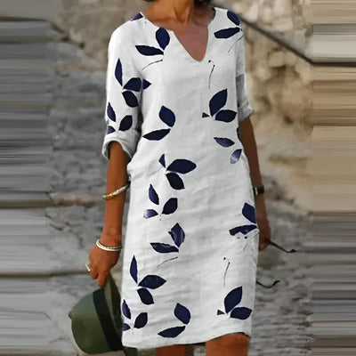 Zadie – Atemberaubendes Sommer Kleid Mit Blatt Ausdrucken