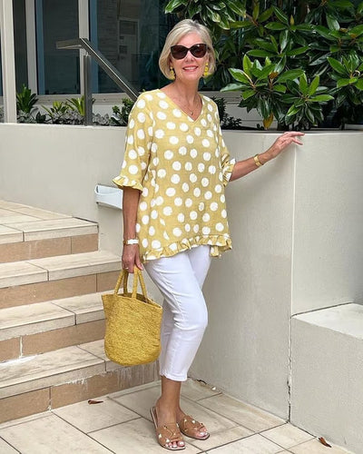 Bequeme Vainelis Polka-Dot Tunika für Damen – Lockere Passform, Pflegeleicht, 8 Größen