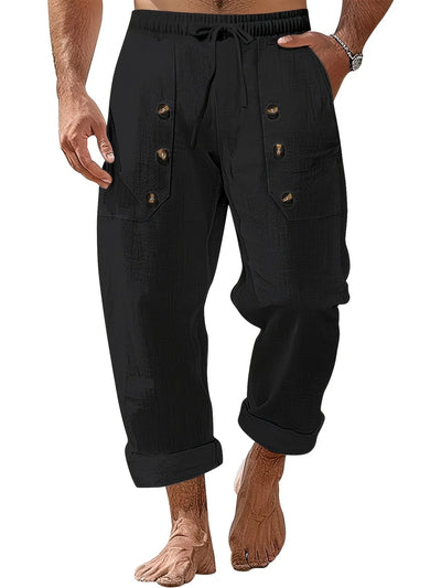 Beslan – Elegante Hose Mit Geradem Bein Und Goldenen Knöpfen