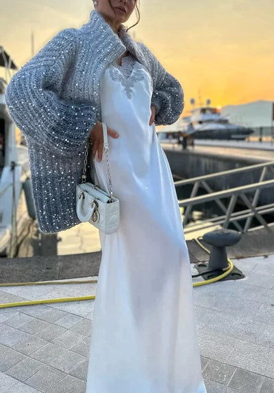 Iris - Pailletten-Strickjacke für Damen, eleganter Strickpullover