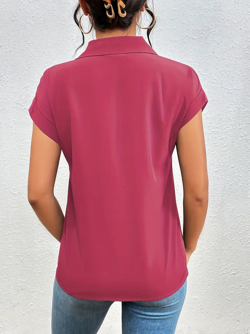 Alfano – Elegante Kurzarm Bluse Mit Reißverschluss