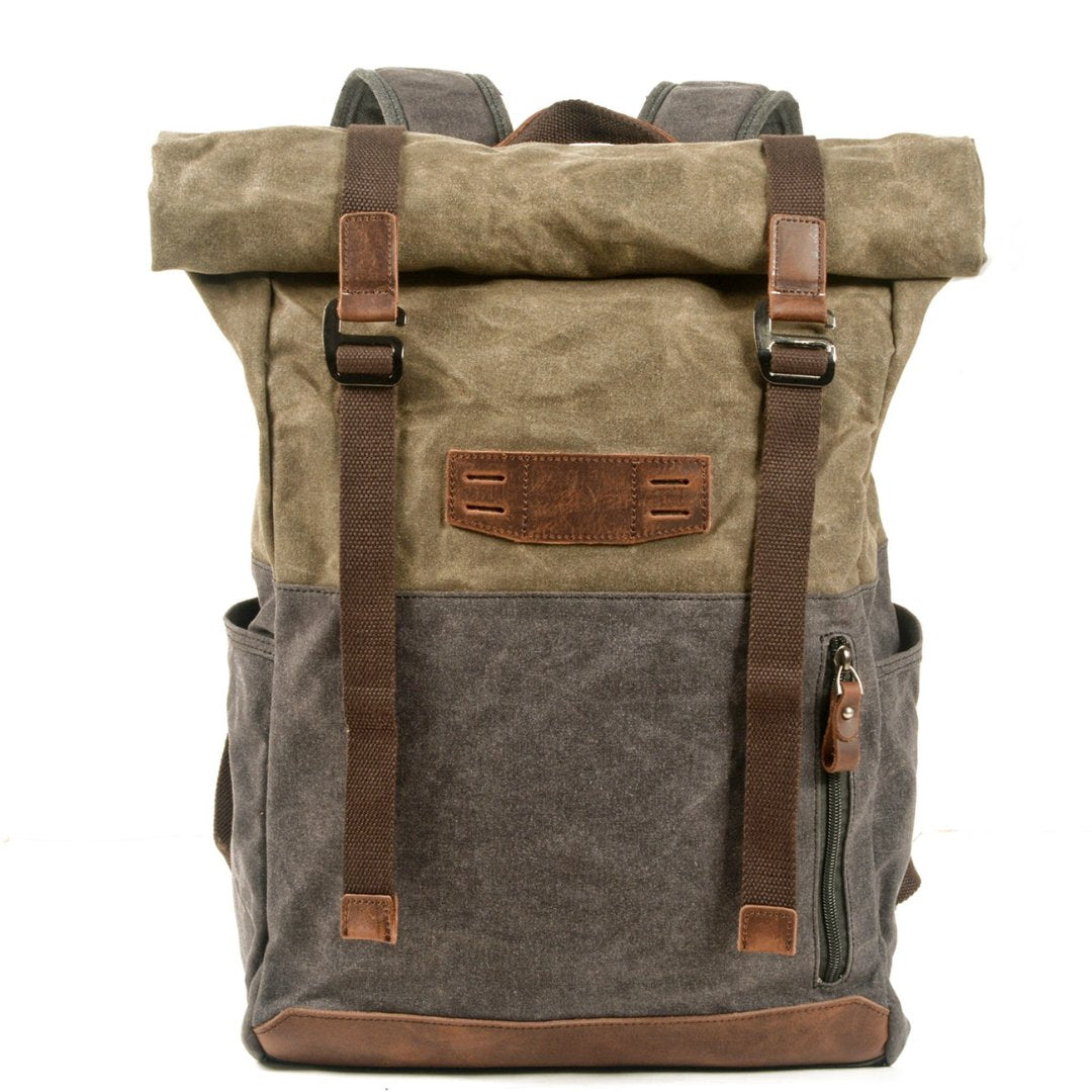 Finnem | Damen Vintage Canvas Rucksack | Roll-Top-Verschluss