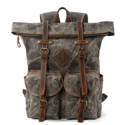 Lucrane | Herren Vintage Leinwand Hipster Rucksack | Draußen