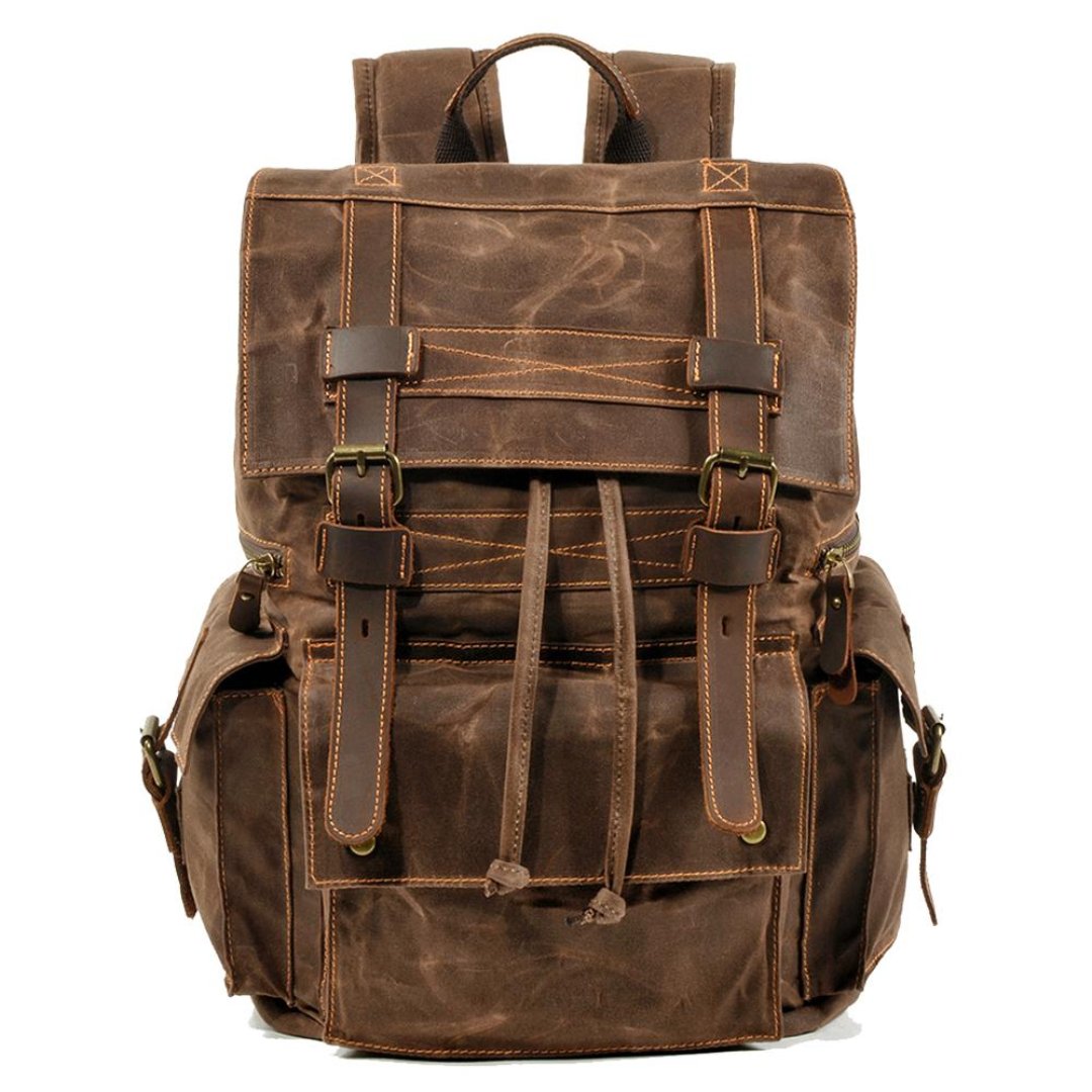 Lucalim | Herren Leinwand Schnallenverschluß Rucksack | Vintage