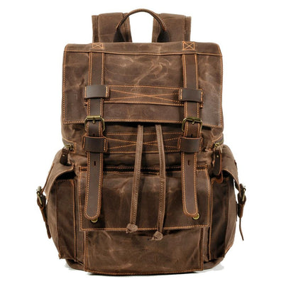 Lucalim | Herren Leinwand Schnallenverschluß Rucksack | Vintage