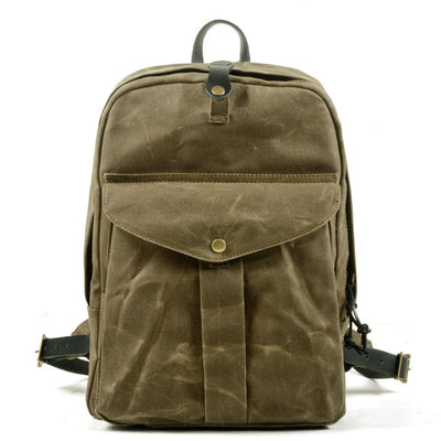 Michi | Herren Leinwand Robust Vintage Rucksack | Fronttasche
