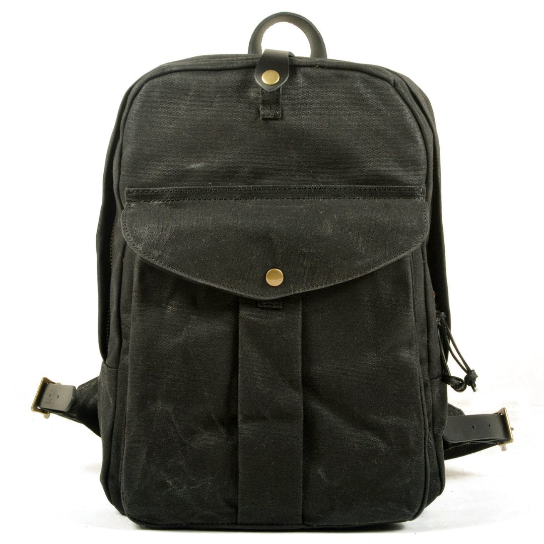 Michi | Herren Leinwand Robust Vintage Rucksack | Fronttasche