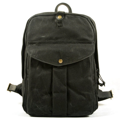Michi | Herren Leinwand Robust Vintage Rucksack | Fronttasche