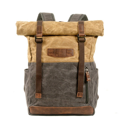 Finnem | Damen Vintage Canvas Rucksack | Roll-Top-Verschluss