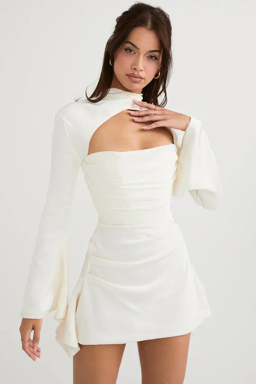 Valentina - cocktail Kleid mit Ausschneiden Ausschnitt und langen Ärmeln für a gewagte