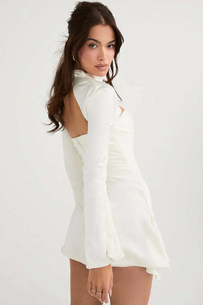 Valentina - cocktail Kleid mit Ausschneiden Ausschnitt und langen Ärmeln für a gewagte