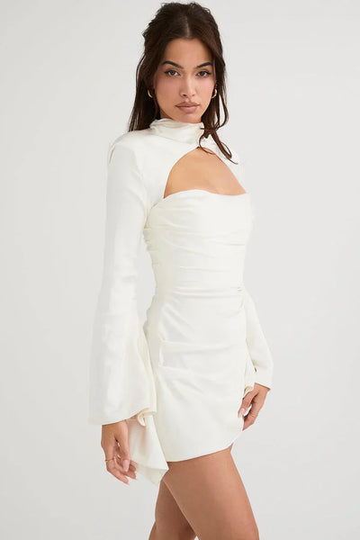 Valentina - cocktail Kleid mit Ausschneiden Ausschnitt und langen Ärmeln für a gewagte