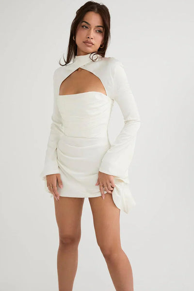 Valentina - cocktail Kleid mit Ausschneiden Ausschnitt und langen Ärmeln für a gewagte