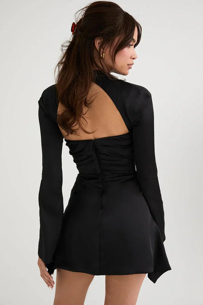 Valentina - cocktail Kleid mit Ausschneiden Ausschnitt und langen Ärmeln für a gewagte