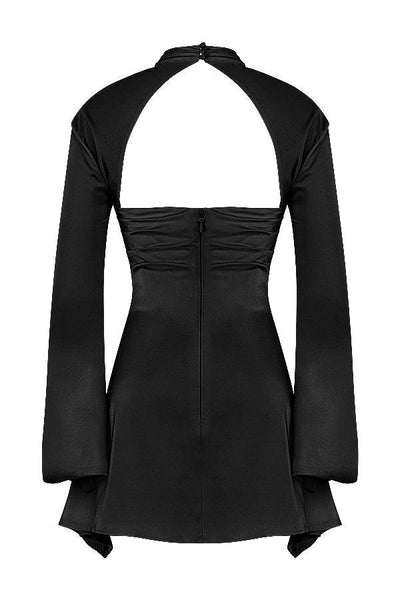 Valentina - cocktail Kleid mit Ausschneiden Ausschnitt und langen Ärmeln für a gewagte
