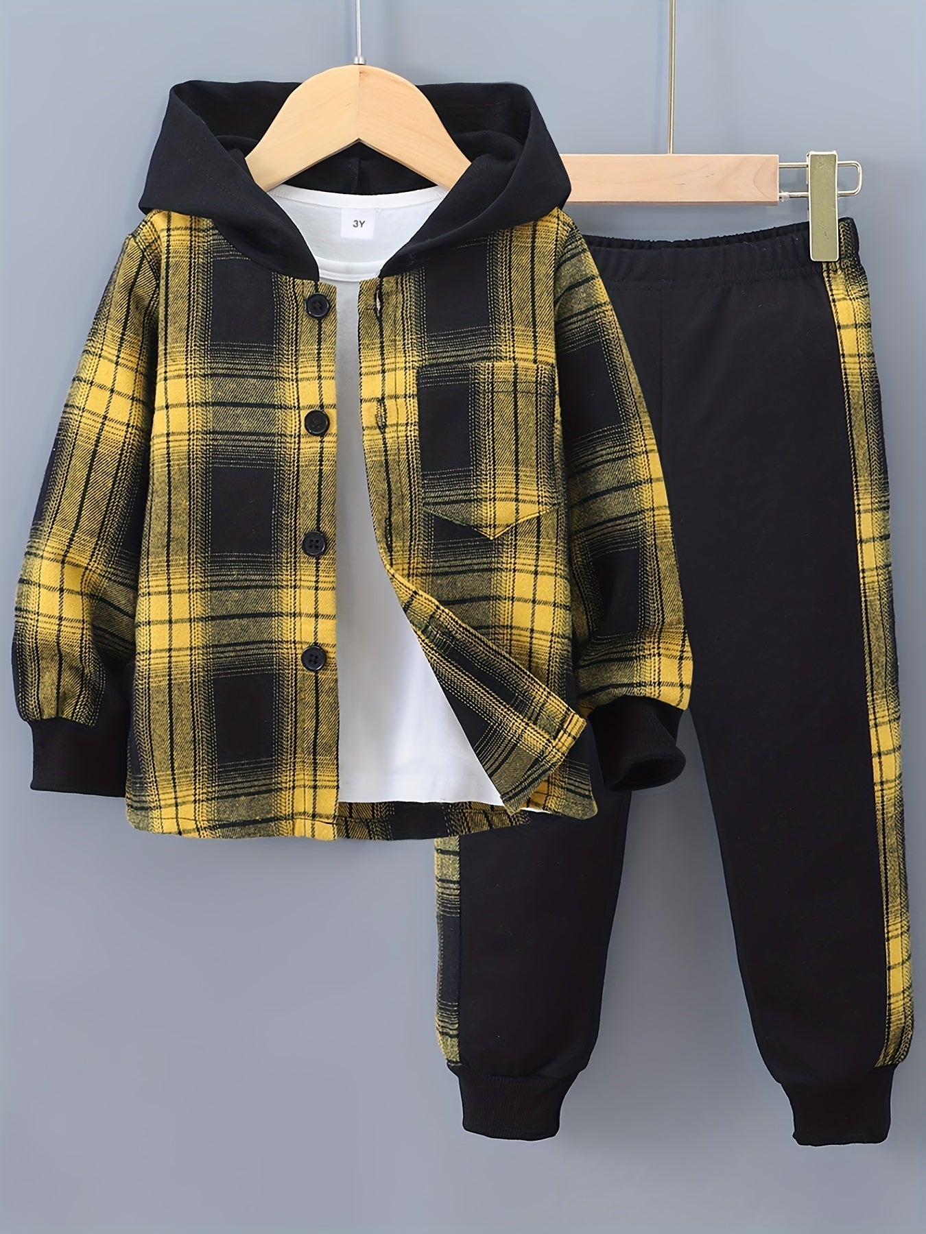 2-teiliges Jungen-Set Jordy mit kariertem Hoodie und Jogginghose